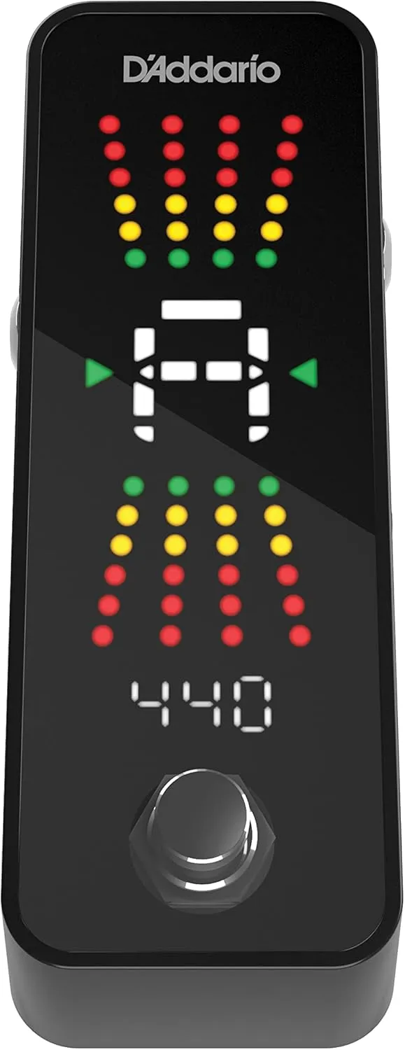D'Addario Accessories Guitar Tuner Pedal Plus - Chromatic Tuner for Electric Guitars, Bass Guitars and More - Fast and Accurate with True Bypass - Full Color Display with Programmable Countdown Timer