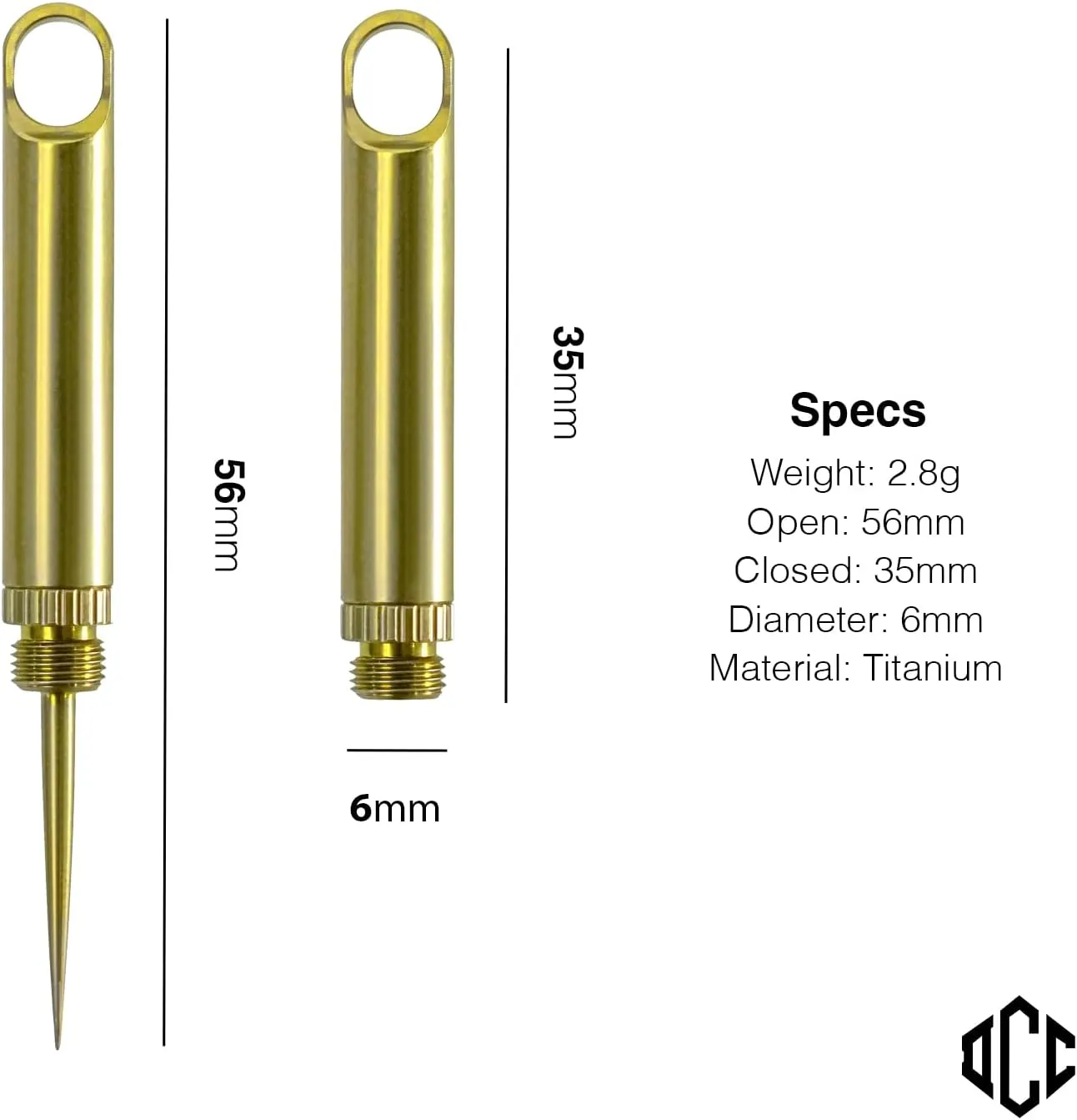 DAILYCARRYCO. TiPick Titanium Toothpick Holder - Portable Metal Travel Toothpick - Reusable EDC Micro Toothpick - Compact & Convenient - Carry On-the-Go - Titanium Construction, Citron