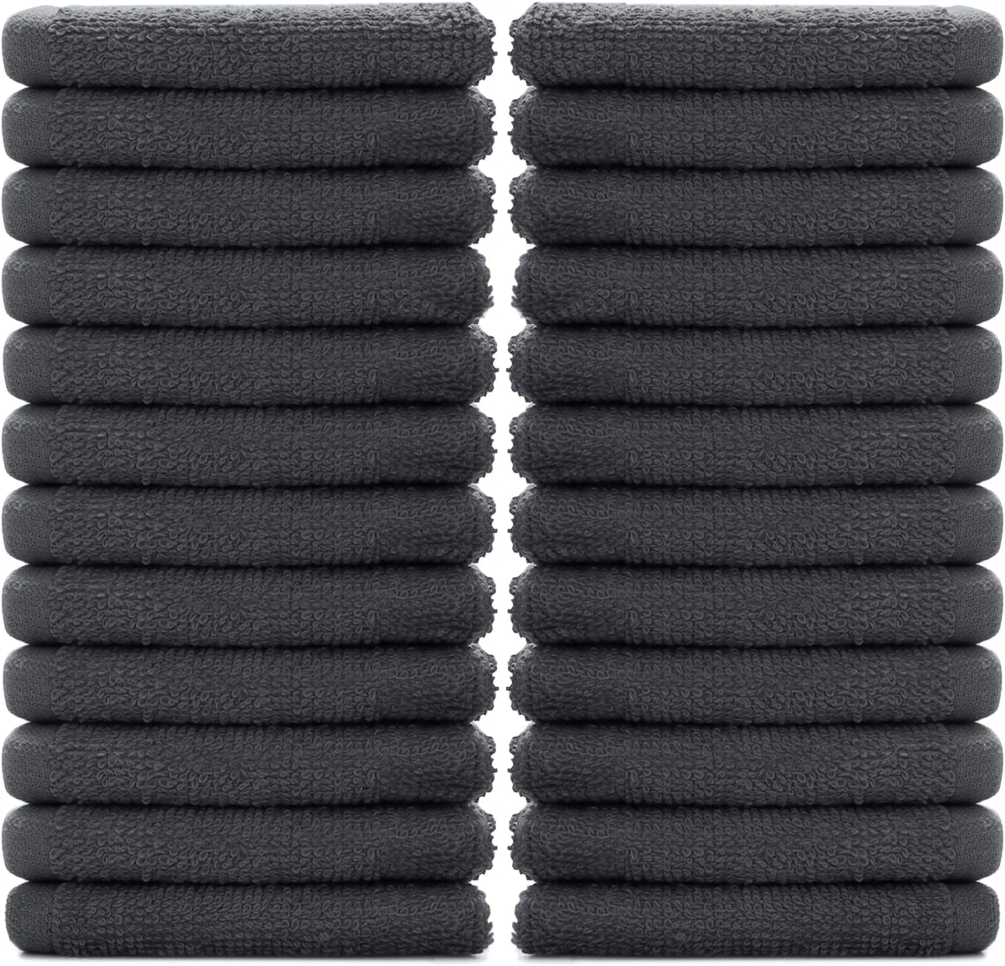 DAN RIVER 100% Cotton Washcloths 24 Pack Premium Quality Face and Body Cloth, Quick Dry Essential Towels for Bathroom, Hand, Kitchen & Cleaning, Baby Rugs | 12X12 in | 400 GSM | Charcoal