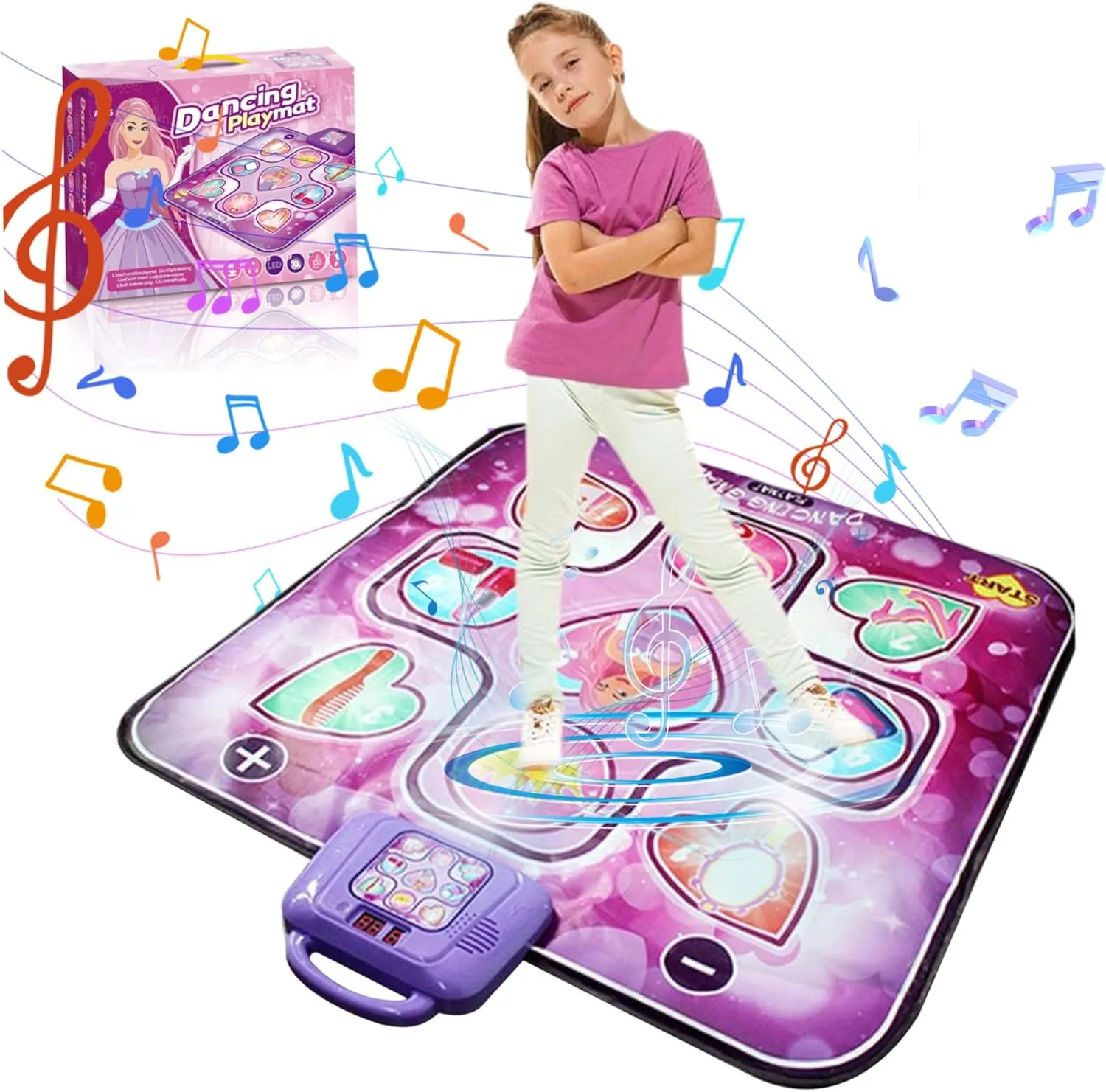Dance Mat for Girls Princess-Themed Dance Pad 3 Level Dancing Mat with Clear Music Volume Adjustable 9 Key LED Indicator Sensitive Waterproof Heavy Duty Toys for Girls Dancing Mat