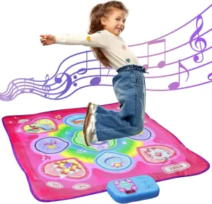 Dance Mat Toys, Dance Mixer Rhythm Step Play Mat, Dance Game Toy Christmas Birthday Gift for 3  Year Olds Girl Kids, Electronic Dance Mats Light Up Musical Dancing Pad, 3 Games Mode, Built-in Music