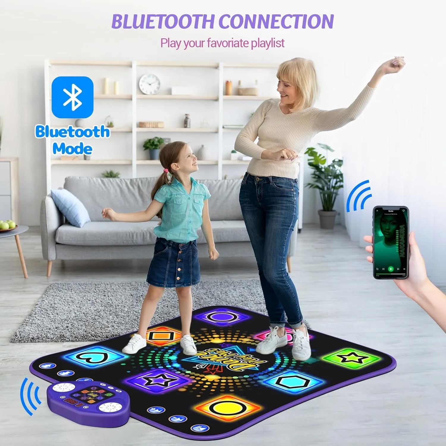 Dance Mat Toys for 3-12 Year Old Girls - Light Up 8 Buttons Dance Mat for Kids Age 4-8 Bluetooth Dance Pad - Kids Toy 8-12 Year Old, Birthday for 3 4 5 6 7 8 9 10  Year Old Boys Kids