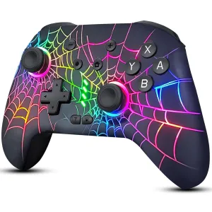 DBEPANK Switch Controller, Wireless Pro Controller Compatible with Nitendo Switch/Switch Lite/Switch OLED, Switch Controller Pro, Rechargeable Switch Remote Gamepad with 6-Axis Gyro,10 RGB Light