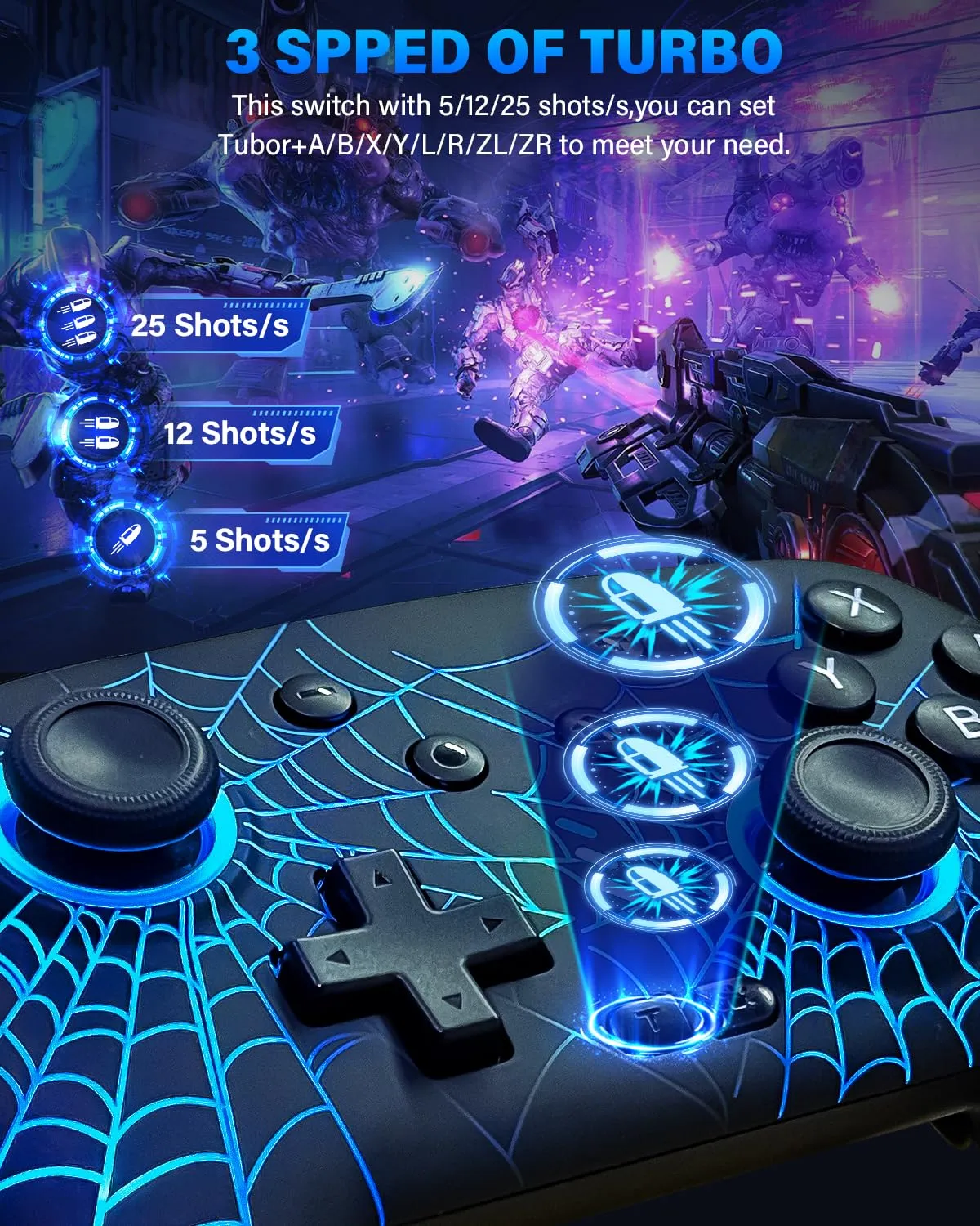 DBEPANK Switch Controller, Wireless Pro Controller Compatible with Nitendo Switch/Switch Lite/Switch OLED, Switch Controller Pro, Rechargeable Switch Remote Gamepad with 6-Axis Gyro,10 RGB Light