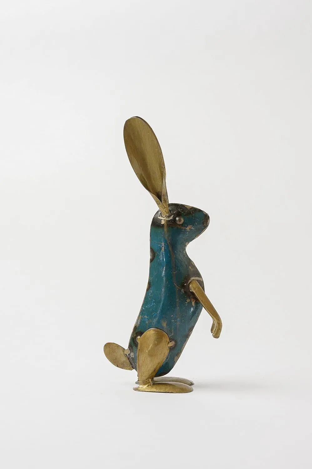 De Kulture Handcrafted Recycled Iron Gold Bunny Sitting Decorative Collectible Figurine showpiece Holiday décor Ideal for Garden Decoration, 4x1.9x8.8 (LWH) inches