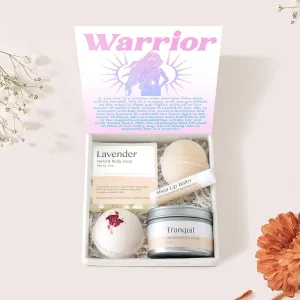 Dear Ava Spa Gifts for Women - Organic Self Care luxury Anti Stress Relaxing Bath and Body Kit Set Basket Box for Her with Heartfelt Card - Sympathy Gift for Warrior