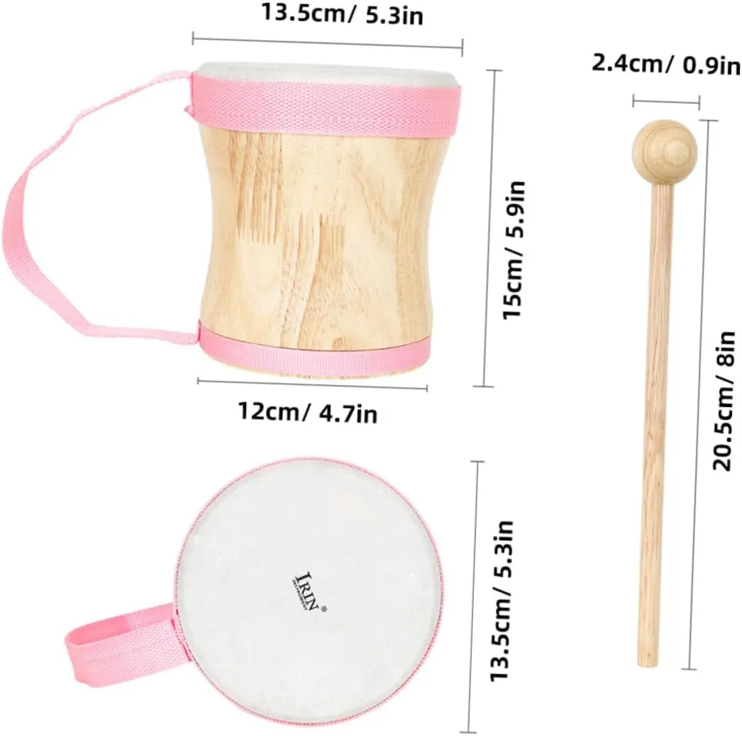 DECHOUS Portable Drum Set Wooden Drum with Sticks Hand Percussion Instrument for Boys and Girls Adults