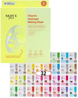 DERMAL 32 Combo Sheet Mask   Vitamin Hydrogel Melting Jelly Gel Mask 4ea Bundle