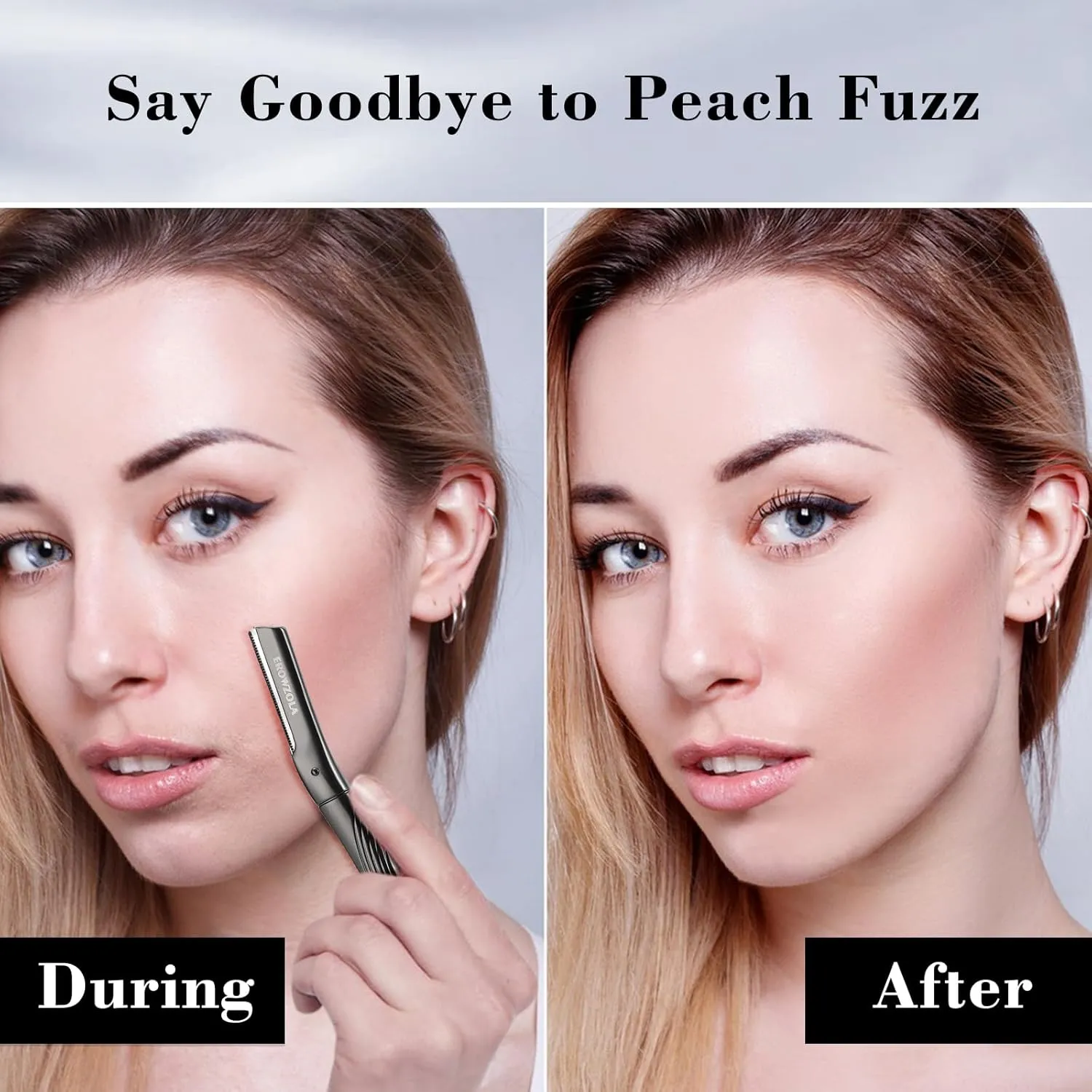 Dermaplaning Tool for Face, Eyebrow Razor for Women and Men, Eyebrow Trimmer and Facial Shaver Dermaplane Razor for Peach Fuzz Hair and Exfoliation, Includes 6 Blades (Black)