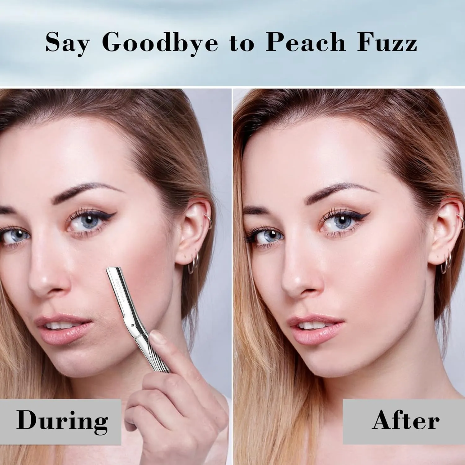 Dermaplaning Tool for Face, Eyebrow Razor for Women and Men, Eyebrow Trimmer and Facial Shaver Dermaplane Razor for Peach Fuzz Hair and Exfoliation, Includes 6 Blades (Silver)