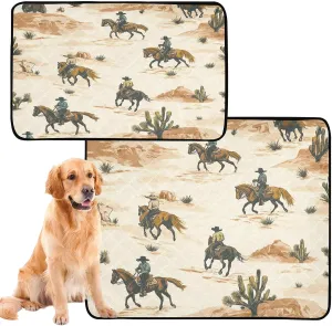 Desert Horseback Riding Washable Pee Pads for Dogs,Absorbent Reusable Puppy Pads Pet Training Pads for Whelping, Playpen, Crate, Bed Sx3