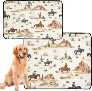 Desert Horseback Riding Washable Pee Pads for Dogs,Absorbent Reusable Puppy Pads Pet Training Pads for Whelping, Playpen, Crate, Bed Sx3