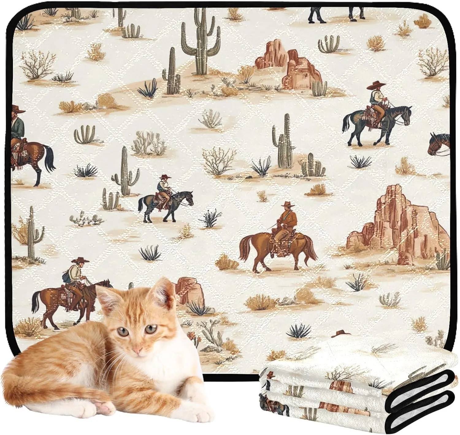 Desert Horseback Riding Washable Pee Pads for Dogs,Absorbent Reusable Puppy Pads Pet Training Pads for Whelping, Playpen, Crate, Bed Sx3