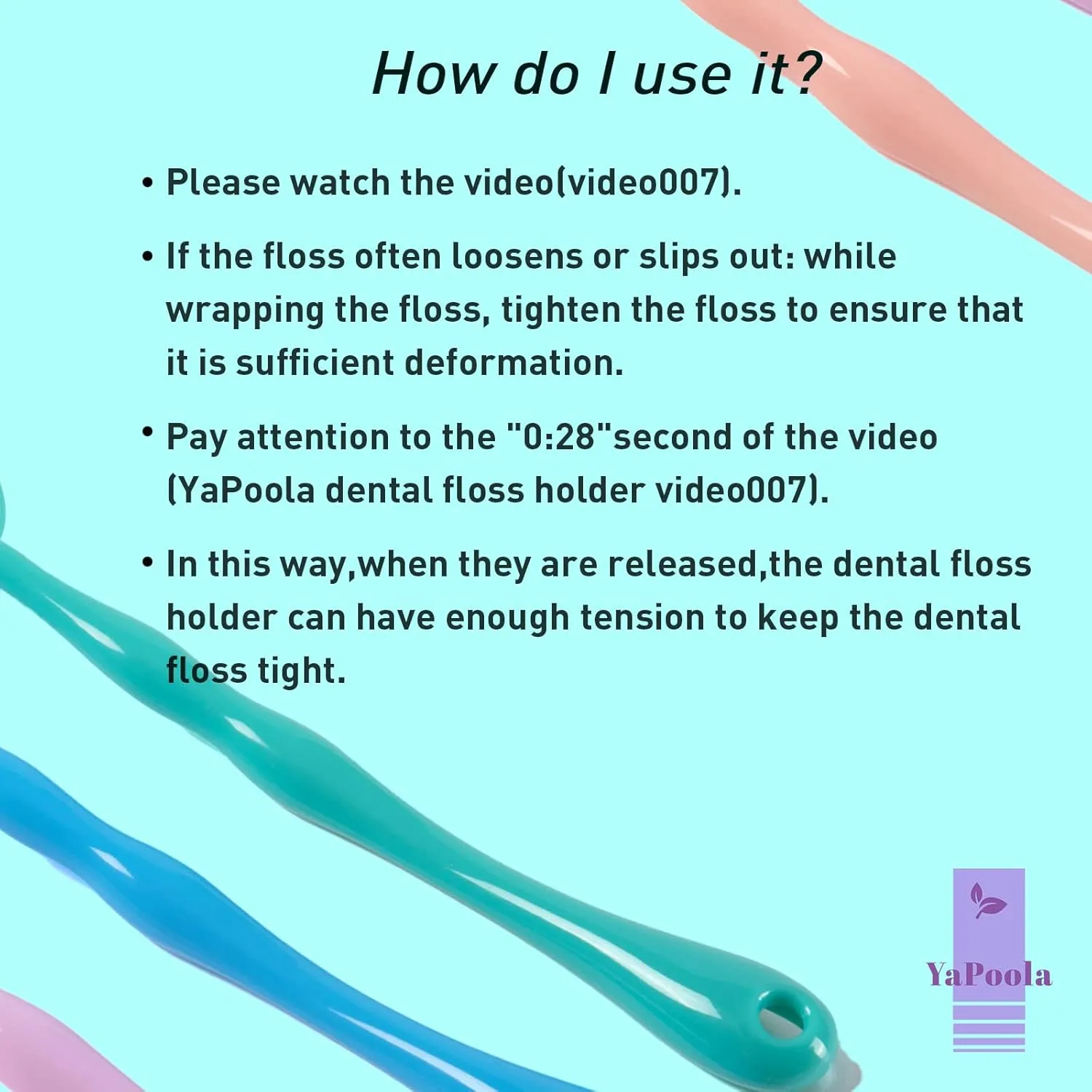 Design Reusable Dental Floss Holder 3 Counts Interdental Cleaning Brush Tooth Handle floas Picks for Adults and Kids Compatible with Oral-B Glide Dental Floss