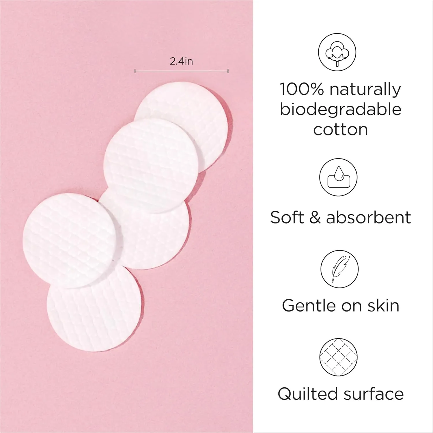 Diane Multi-Layer 2.4” Cotton Rounds, 100% Pure Cotton, Ideal for Makeup Removal, Nail Polish Touch-Ups, Skincare, and Everyday Household Use, 300 Count (Pack of 2)