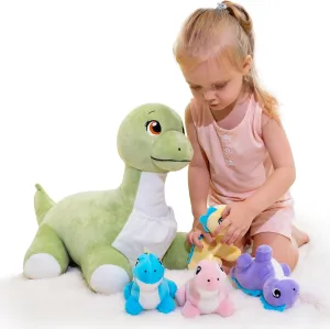 Dinosaur Stuffed Animal, Plush Dinosaur Stuffed Animal with Baby Dinosaurs, Mommy Stuffed Dinosaur with Babies Set, Gifts for Kids, Boys on Christmas, Birthday 22in