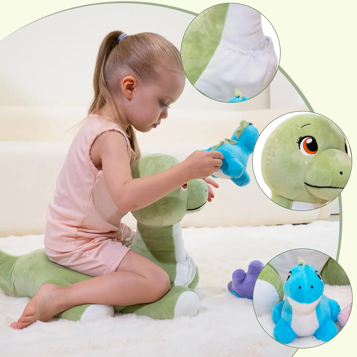 Dinosaur Stuffed Animal, Plush Dinosaur Stuffed Animal with Baby Dinosaurs, Mommy Stuffed Dinosaur with Babies Set, Gifts for Kids, Boys on Christmas, Birthday 22in