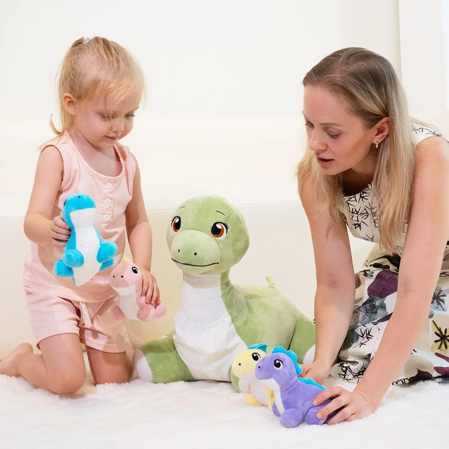 Dinosaur Stuffed Animal, Plush Dinosaur Stuffed Animal with Baby Dinosaurs, Mommy Stuffed Dinosaur with Babies Set, Gifts for Kids, Boys on Christmas, Birthday 22in