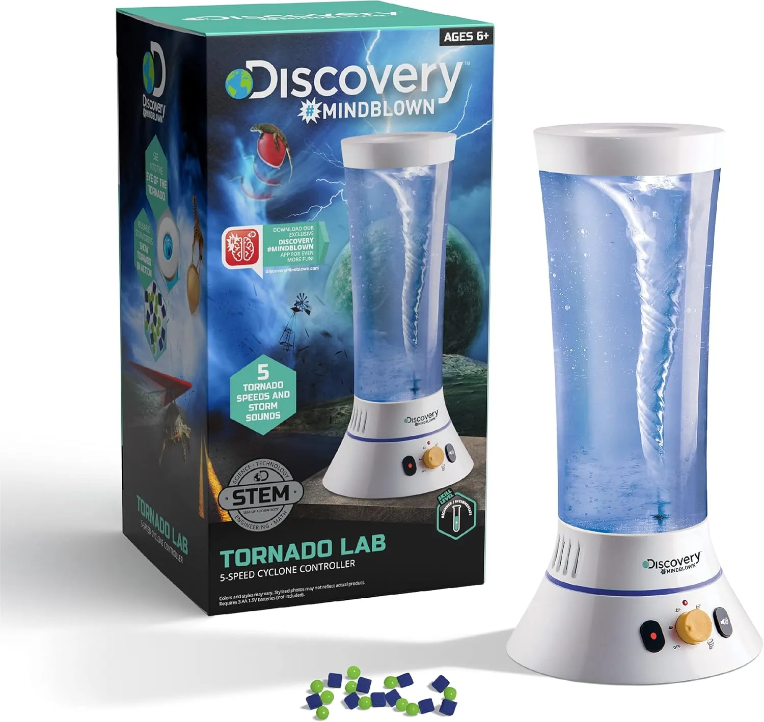 Discovery #MINDBLOWN Tornado Lab, 5-Speed Cyclone Controller, Educational Learning Activity Kit, Fun and Exciting Toy, STEM Experiment Set for Boys, Girls, Kids Ages 6 