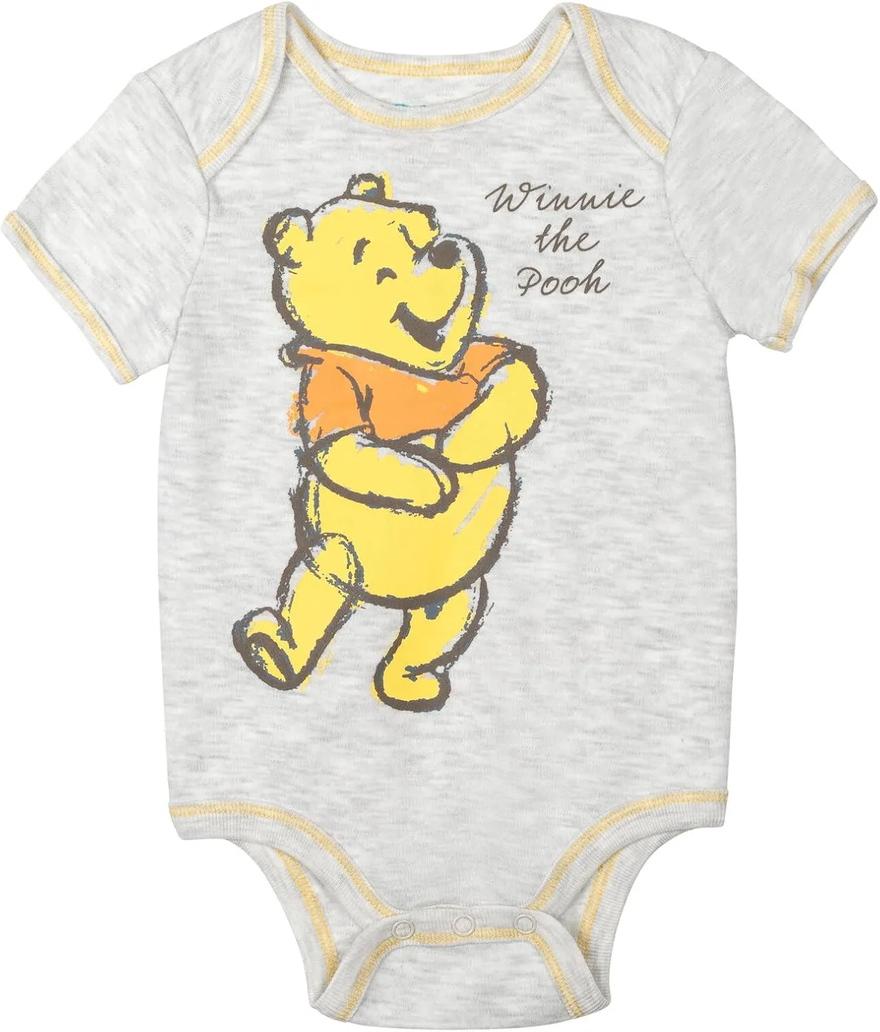 Disney Winnie the Pooh Baby Bodysuit Pants Bib and Hat 4 Piece Outfit Set Newborn to Infant