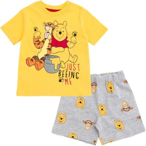 Disney Winnie the Pooh Mickey Mouse Tigger Pullover T-Shirt and French Terry Shorts Outfit Set Infant to Little Kid