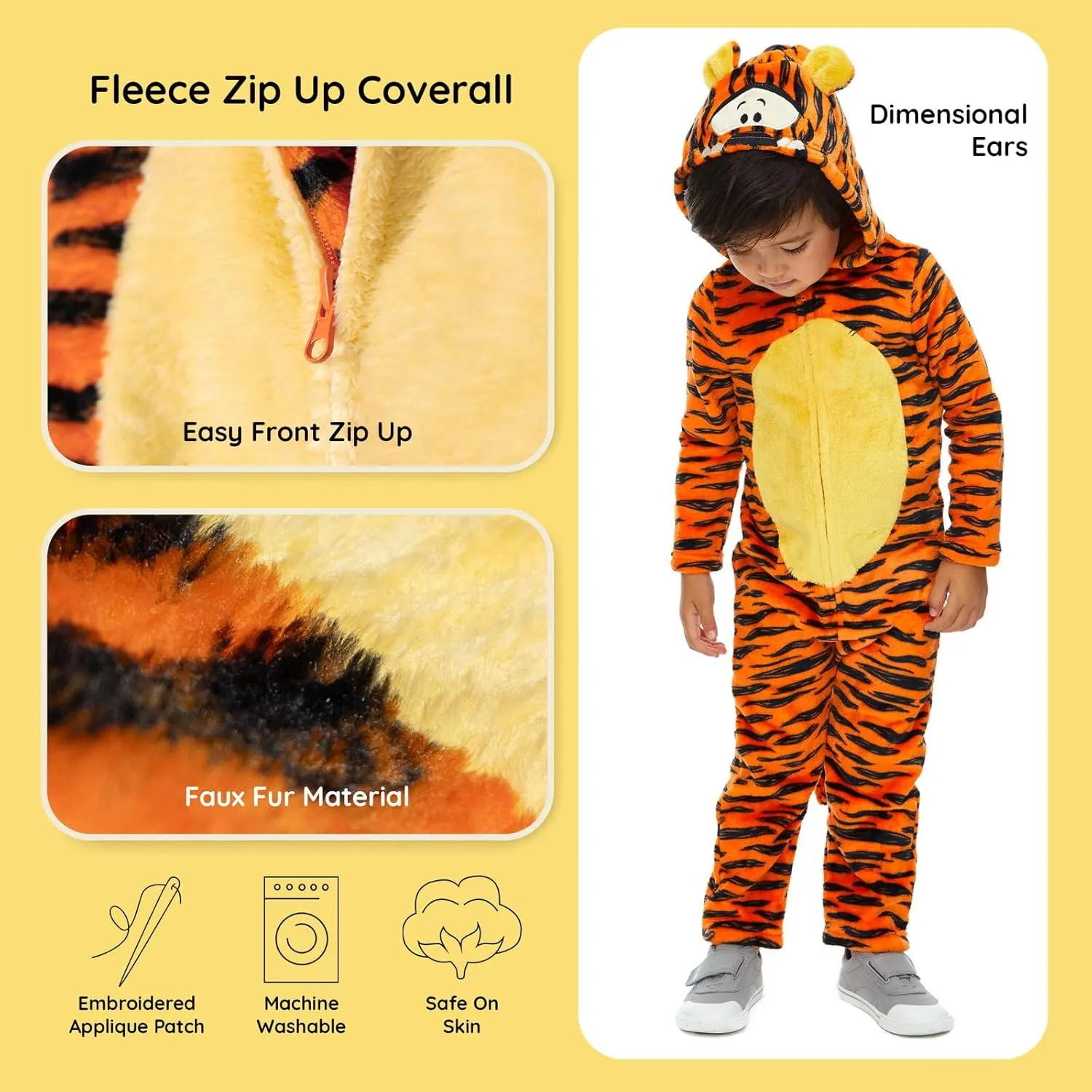 Disney Winnie The Pooh Tigger Eeyore Fleece Zip Up Coverall Newborn to Big Kid
