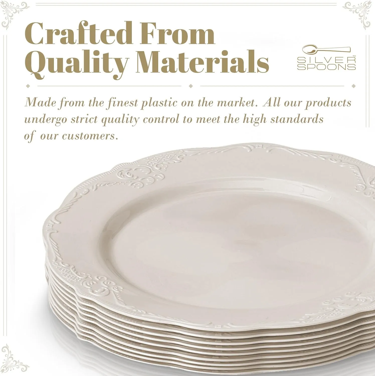 DISPOSABLE DINNERWARE SET, 20 Cake Plates (Vintage - Cream, 9")