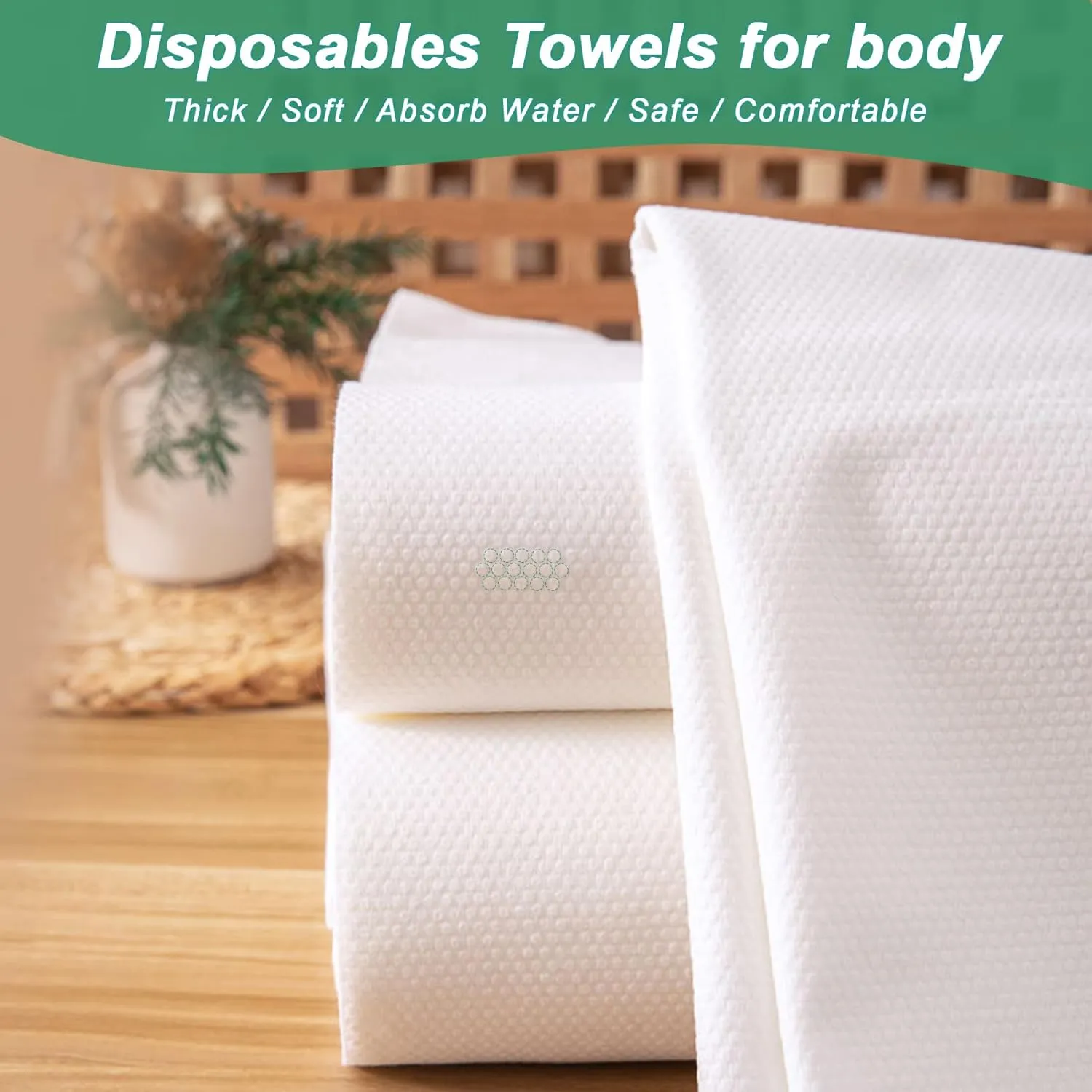 Disposable Large Luxury Towels, 100 PCS Super Absorbent Hair Drying Towel, Eco-Friendly Disposable Bath Towel, Salon & Spa Towels for Hair, Face Body Use White 31.5" x 16"
