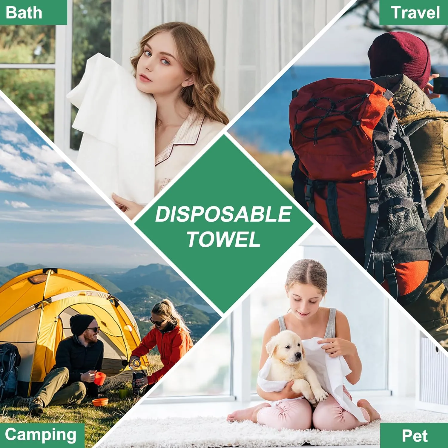 Disposable Large Luxury Towels, 100 PCS Super Absorbent Hair Drying Towel, Eco-Friendly Disposable Bath Towel, Salon & Spa Towels for Hair, Face Body Use White 31.5" x 16"
