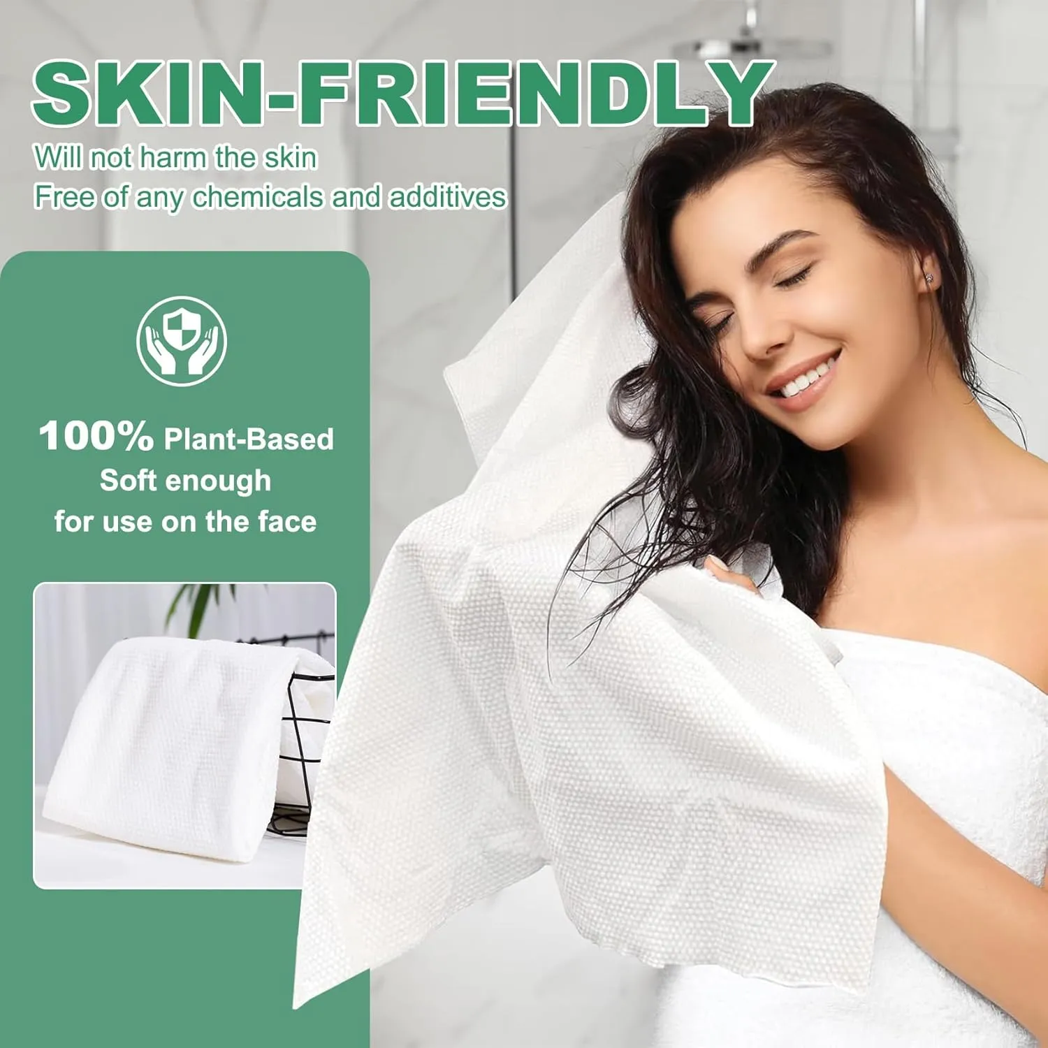 Disposable Large Luxury Towels, 100 PCS Super Absorbent Hair Drying Towel, Eco-Friendly Disposable Bath Towel, Salon & Spa Towels for Hair, Face Body Use White 31.5" x 16"