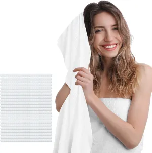 Disposable Large Luxury Towels, 100 PCS Super Absorbent Hair Drying Towel, Eco-Friendly Disposable Bath Towel, Salon & Spa Towels for Hair, Face Body Use White 31.5" x 16"