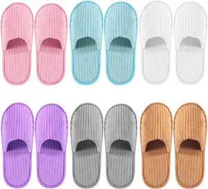 Disposable Slippers (6 Pairs) for Guest, Spa Hotel House Slippers