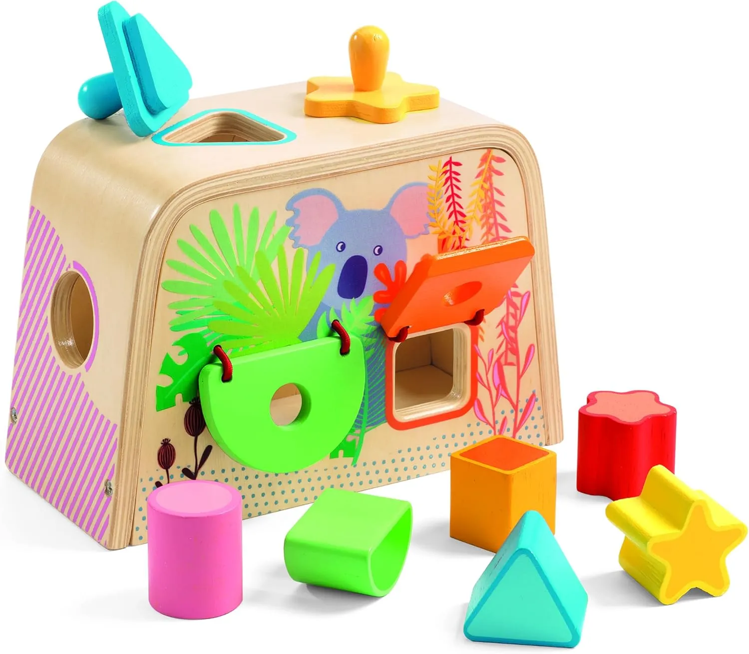 DJECO Early Learning Multi Boita Shape Sorter - Cute Shape Toys for Toddlers - Fun & Creative Activity for Family & Friends - Shape Sorting Box for Children 18  Months Girls & Boys