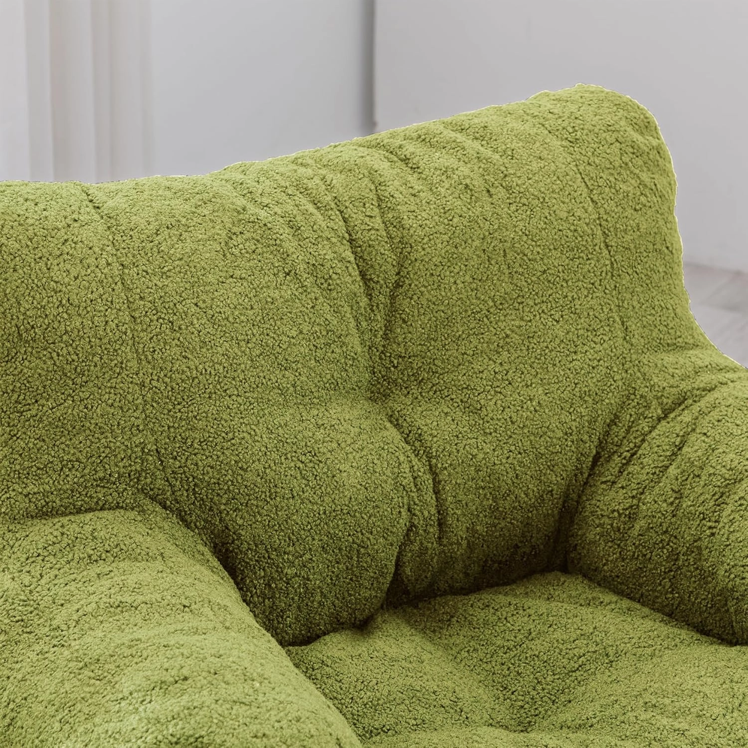 DKLGG Bean Bag Chair with Filler, Tufted Bean Bag Sofa, Fluffy Sherpa and Lazy Couch, Comfy Cozy BeanBag Chairs with Memory Foam for Living Room, Bedroom, Apartment (Green)