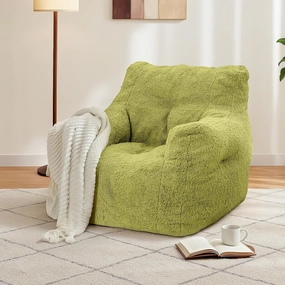 DKLGG Bean Bag Chair with Filler, Tufted Bean Bag Sofa, Fluffy Sherpa and Lazy Couch, Comfy Cozy BeanBag Chairs with Memory Foam for Living Room, Bedroom, Apartment (Green)