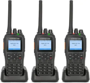 DMR Digital & Analog Two Way Radios Long Range Rechargeable - CONNECOM Heavy Duty Walkie Talkies for Adults Rugged 2 Way Radios for Warehouse Factory Docks Commercial Construction etc. GD900 3 Pack