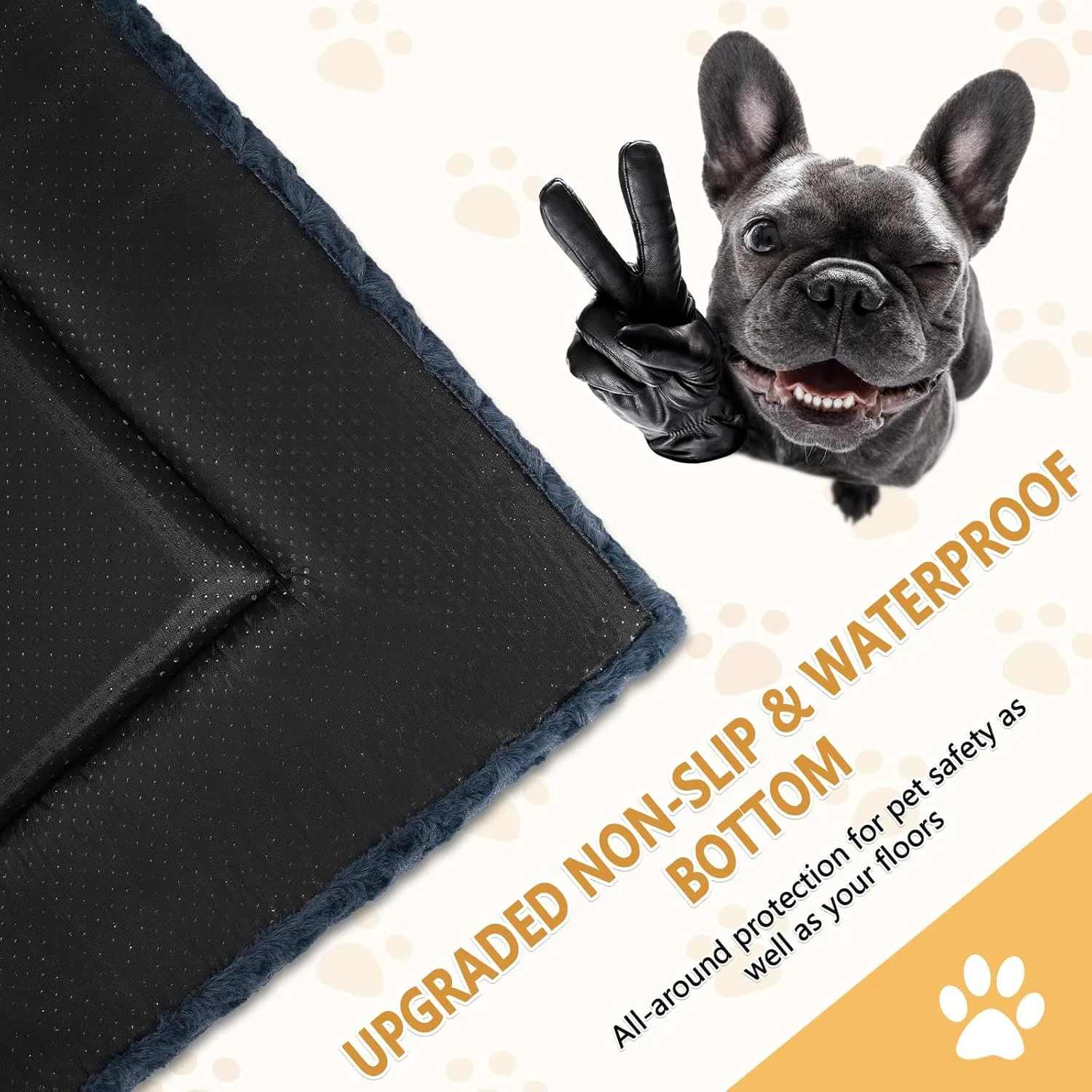 Dog Bed Mat Washable Reversible Dog Crate Pad Soft Fluffy Pet Kennel Beds with Anti-Slip Bottom Dog Cat Sleeping Mattress for Extra Large Dogs, 47x29x1.5 Inch, Gray