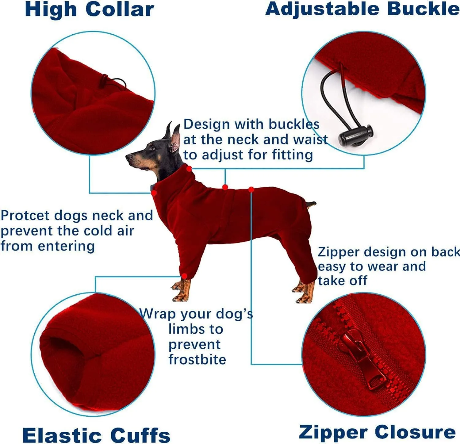 Dog Coat Dog Jackets Polar Fleece Pet Windproof Dog Sweater Pets Apparel Warm Fleece Padded Winter Dogs Coats Puppy Small Medium Large Dog Clothes for Dog red M