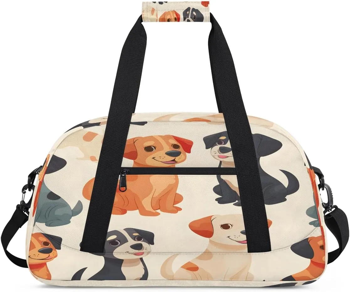 Doggy Doodle Kids Overnighter Duffel Bags for Boys, Carry-On Size Sports Gym Bag with Front Zipper Pocket for School Practice or Overnight Travel Weekender Sleepover Tote Bag