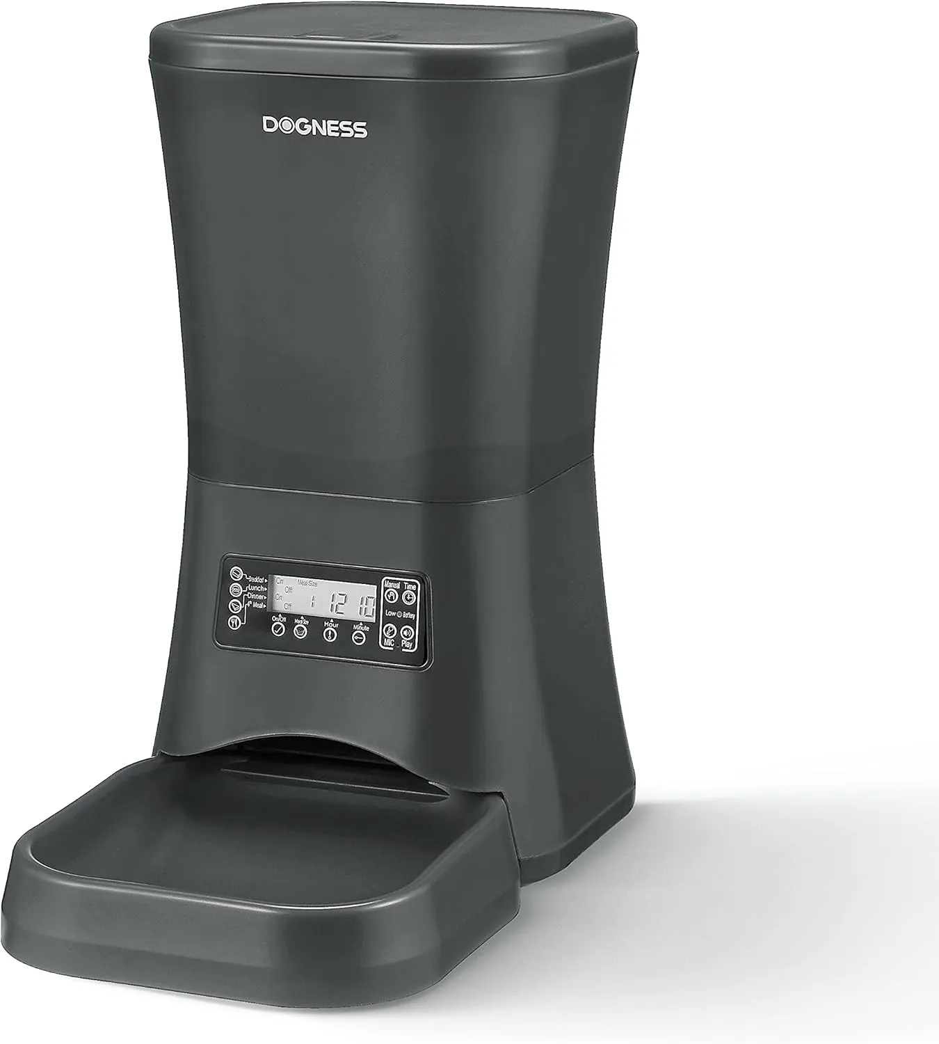 DOGNESS 9L Dog Feeders for Large Dogs, Automatic Dog Feeder with Timer Extra Large, Programmable Auto Pet Food Dispenser Feeder, Portion Control, Voice Recording, Battery and Plug-in Power (Black)