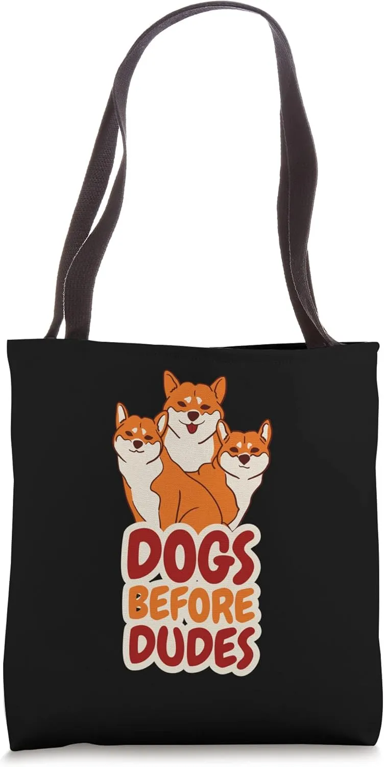 Dogs Before Dudes Japanese Animal Shiba Inu Tote Bag
