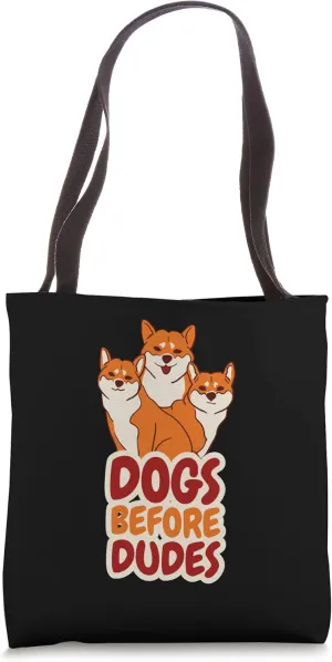 Dogs Before Dudes Japanese Animal Shiba Inu Tote Bag