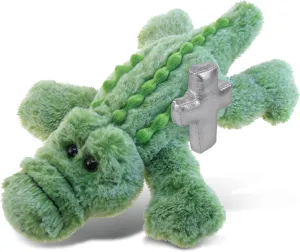 DolliBu Alligator Stuffed Animal with Silver Cross Plush - Religious Baptism Gifts for Boys and Girls, Dedication Christening Gifts Plush Prayer Toy, Healing Stuffed Animal- 12 inches