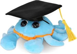 DolliBu Big Eye Blue Crab Graduation Plush Toy - Super Soft Plush Graduation Stuffed Animal Dress Up with Graduation Cap Tassel Outfit - Gift with Personalization - 6 Inches