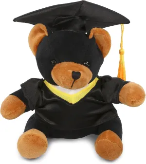 DolliBu Black Bear Graduation Plush Toy - Soft Huggable Graduation Stuffed Animal Dress Up with Gown and Cap with Tassel Outfit - Gift with Personalization - 6.5 Inches