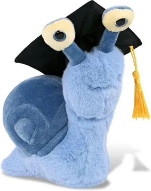 DolliBu Blue Snail Small Graduation Plush Toy - Super Soft Plush Graduation Stuffed Animal Dress Up with Graduation Cap with Tassel - Gift with Personalization - 5.5 Inches