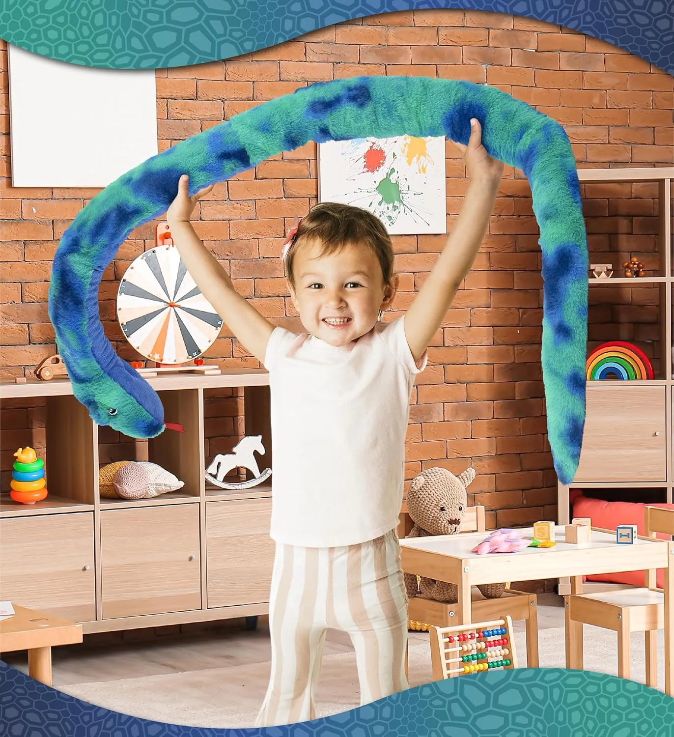 DolliBu Blue Tie-Dye Snake Stuffed Animal - Huggable Snake Plush, Adorable Playtime Plush Toy, Cute Wildlife Animal Cuddle Gifts, Super Soft Plush Doll Animal Toy for Kids and Adults - 60 Inches