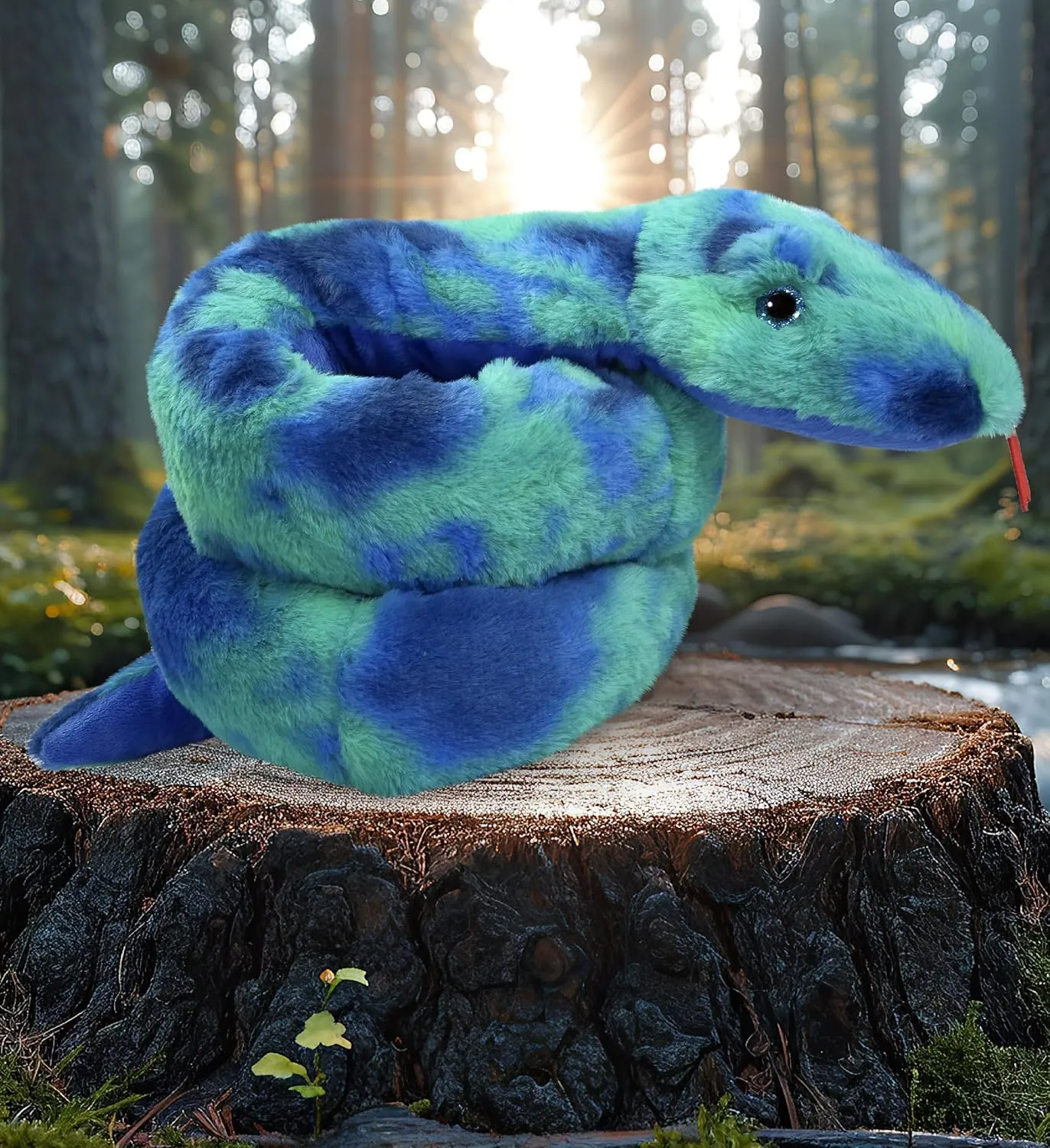 DolliBu Blue Tie-Dye Snake Stuffed Animal - Huggable Snake Plush, Adorable Playtime Plush Toy, Cute Wildlife Animal Cuddle Gifts, Super Soft Plush Doll Animal Toy for Kids and Adults - 60 Inches
