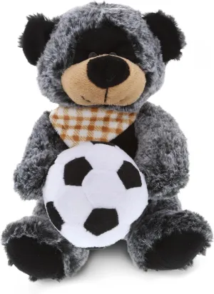 DolliBu Brown Bear Stuffed Animal with Soccer Ball Plush - Soft Huggable Teddy Bear, Adorable Playtime Brown Bear Plush Toy, Cute Wild Life Sports Gift for Kids and Adults - 9 Inch