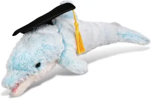 DolliBu Dolphin Graduation Plush Toy - Super Soft Plush Graduation Stuffed Animal Dress Up with Graduation Cap with Tassel Outfit - Gift with Personalization - 14 Inches